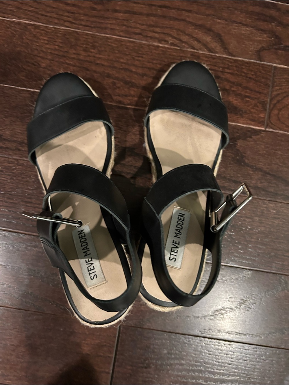 Steve Madden Black Espadrille Slingback Sandals